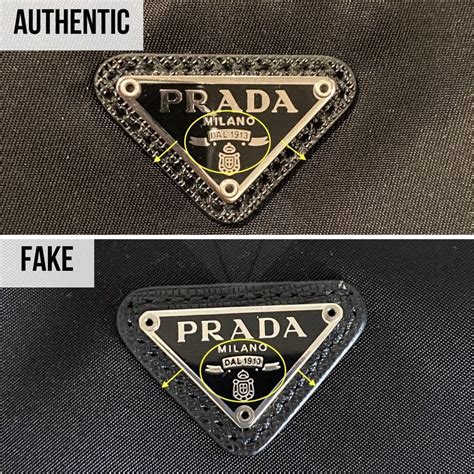 fake prada logo vs real|Prada label authentic.